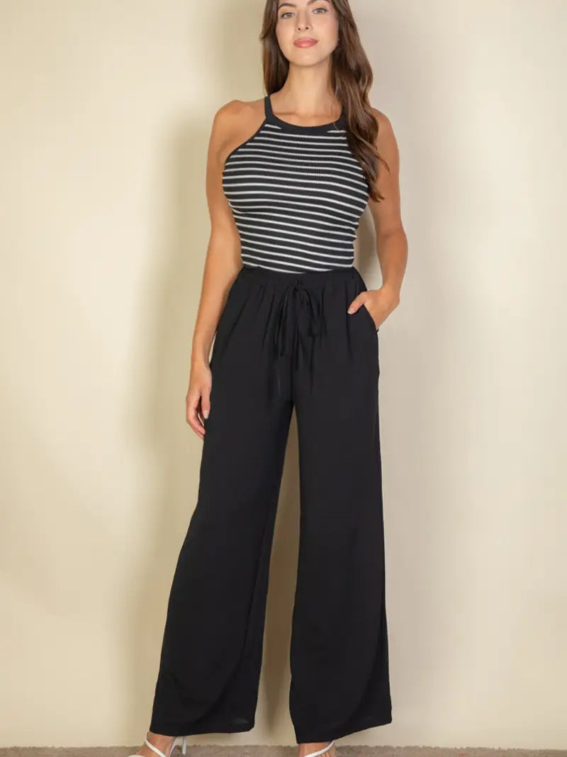 PRE-ORDER: Drawstring Waist Wide Leg Minimalist Pants