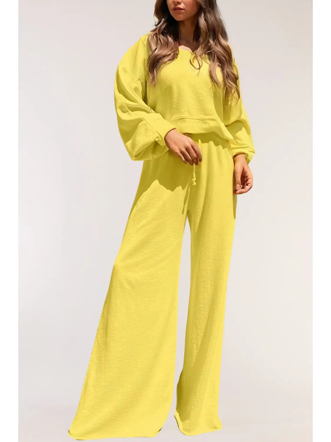 PRE-ORDER: Las Drop Shoulder Pullover and Wide Leg Pants Set