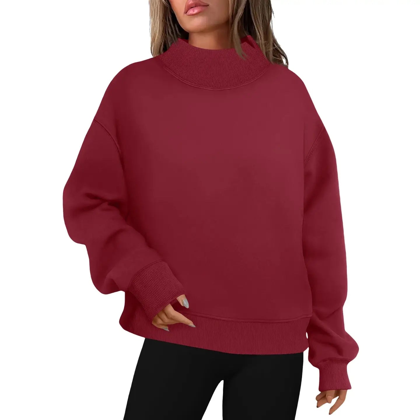 PRE-ORDER: Oversized Mock Neck Top Sweatshirt