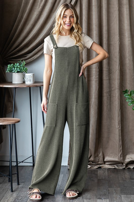 PRE-ORDER: Sleeveless Solid Urban Ribbed Jumpsuit