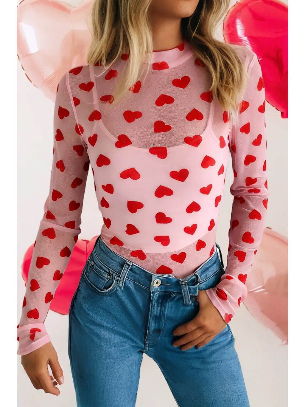 Mock Neck Sheer Mesh Long Sleeve Top - Pre-Order